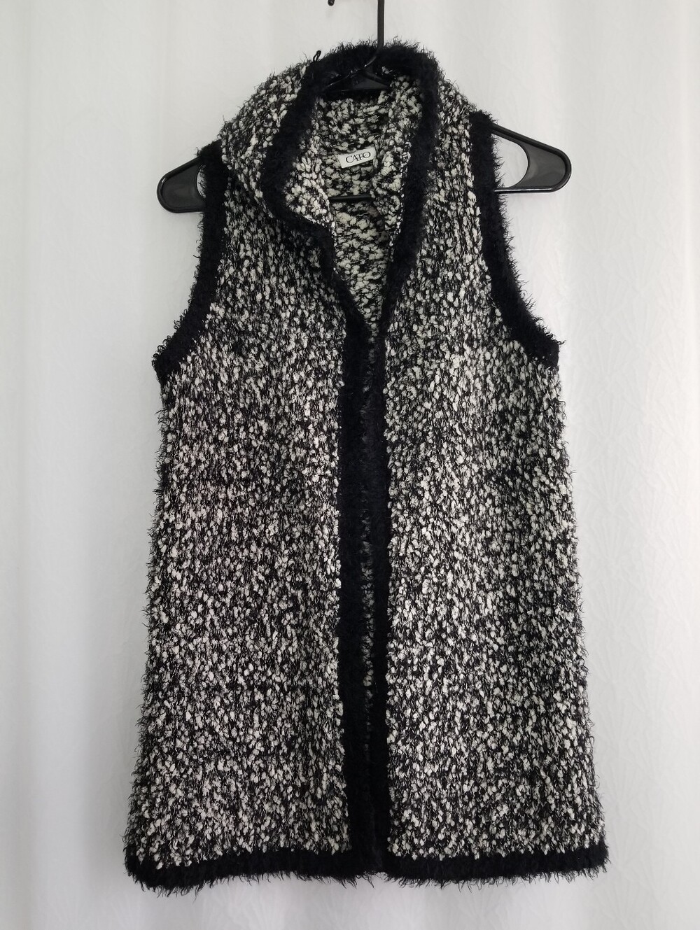 Cato Textured Popcorn Knit Hooded Open Front Sweater Vest Medium